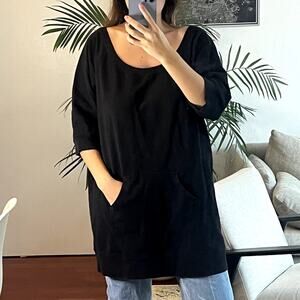 Norma Kamali tunic cotton dress black with pocket size XL